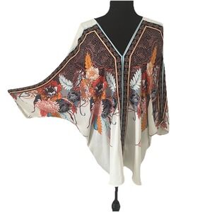 ROSE + OLIVE Womens Sz 1X Floral Dolman Sleeve Blouse Top‎